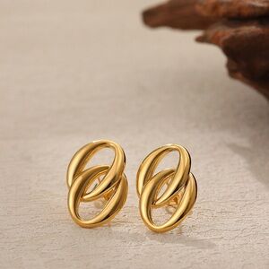 18K Gold Plated Double Loop Earrings*Lightweight Earrings*Old Money Style*SL